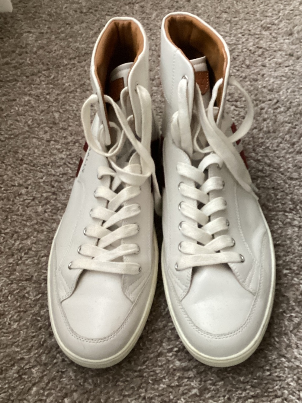 Bally White High-Top Leather Sneakers